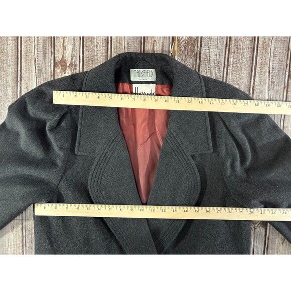Mansfield HARRODS Wool Cashmere Blend Coat Sz 8 color dark grey made in England - Picture 7 of 9